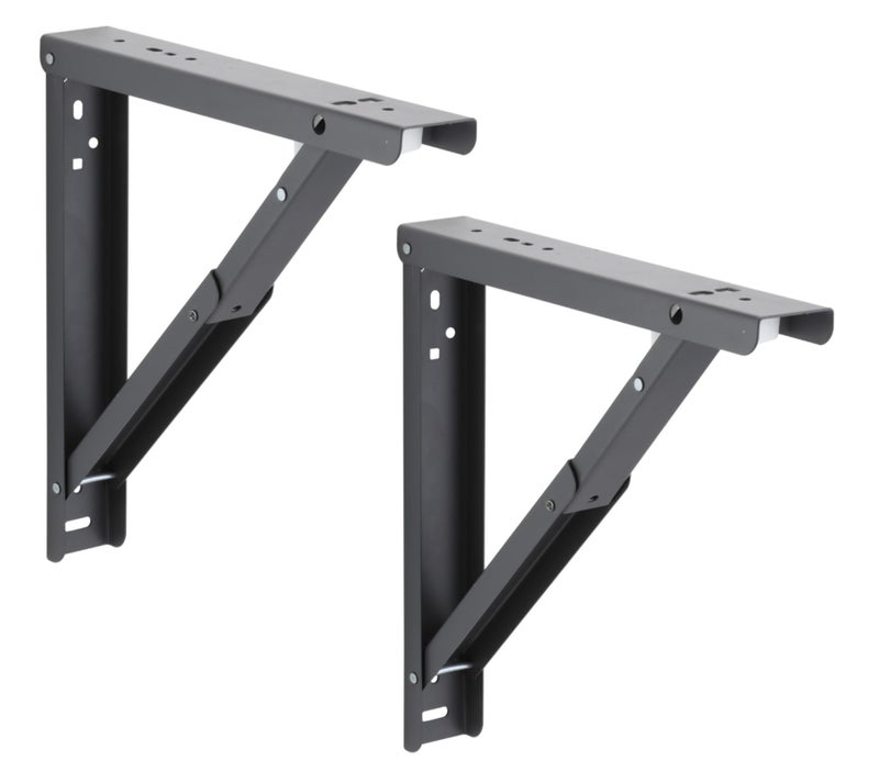 MHS Heavy Duty Folding Table Brackets (1 Pair) Grey Powder Coated Wall Mount Shelf Brackets with Special Release Latch Fold Away Desk & Workbench (Bracket Set Only) (400mm (16inch)) - Image 3