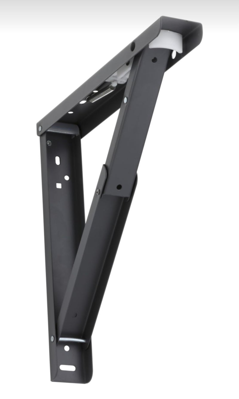MHS Heavy Duty Folding Table Brackets (1 Pair) Grey Powder Coated Wall Mount Shelf Brackets with Special Release Latch Fold Away Desk & Workbench (Bracket Set Only) (400mm (16inch)) - Image 4