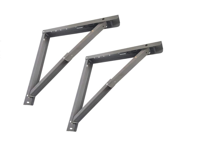 MHS Heavy Duty Folding Table Brackets (1 Pair) Grey Powder Coated Wall Mount Shelf Brackets with Special Release Latch Fold Away Desk & Workbench (Bracket Set Only) (400mm (16inch)) - Image 1