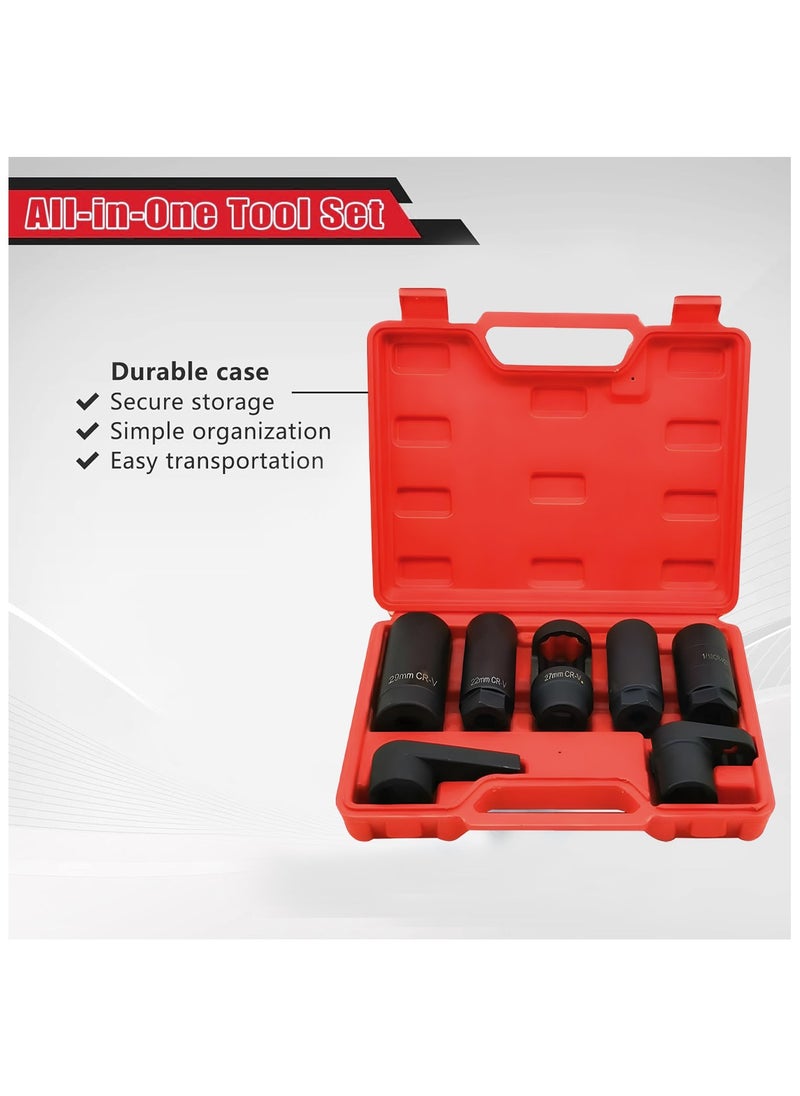 DEFAONS - DEFAONS 7-Piece Professional Heavy-Duty Impact Socket Wrench Set – Durable CR-V Steel Construction, Multiple Sizes for Automotive and Industrial Use, Compact Red Carrying Case Included, Ideal for Mechanics and DIY Enthusiasts - Image 1