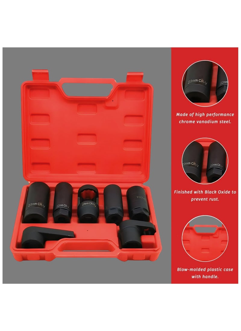 DEFAONS - DEFAONS 7-Piece Professional Heavy-Duty Impact Socket Wrench Set – Durable CR-V Steel Construction, Multiple Sizes for Automotive and Industrial Use, Compact Red Carrying Case Included, Ideal for Mechanics and DIY Enthusiasts - Image 1
