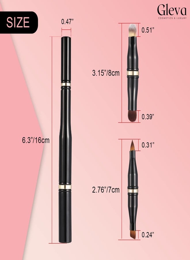 Gleva 4 in 1 Makeup Brush Set - Portable Travel Foundation Powder Brush With Detachable Eyeshadow, Face Concealing, Lip, and Eyebrow Liner for Blending Liquid and Flawless Powder Cosmetics - Image 5