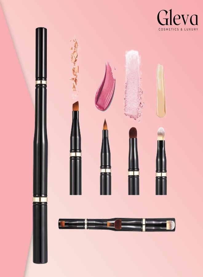 Gleva 4 in 1 Makeup Brush Set - Portable Travel Foundation Powder Brush With Detachable Eyeshadow, Face Concealing, Lip, and Eyebrow Liner for Blending Liquid and Flawless Powder Cosmetics - Image 2
