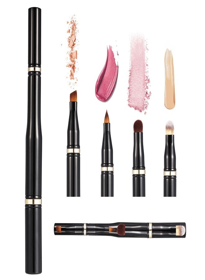 Gleva 4 in 1 Makeup Brush Set - Portable Travel Foundation Powder Brush With Detachable Eyeshadow, Face Concealing, Lip, and Eyebrow Liner for Blending Liquid and Flawless Powder Cosmetics - Image 1