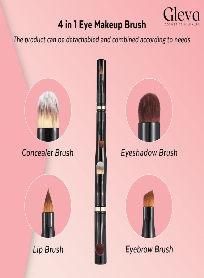 Gleva 4 in 1 Makeup Brush Set - Portable Travel Foundation Powder Brush With Detachable Eyeshadow, Face Concealing, Lip, and Eyebrow Liner for Blending Liquid and Flawless Powder Cosmetics - Image 3