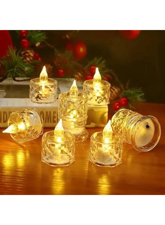 6 pieces - Electric Flameless & Smokeless LED Diya Lights, Crystal Candle - Image 1