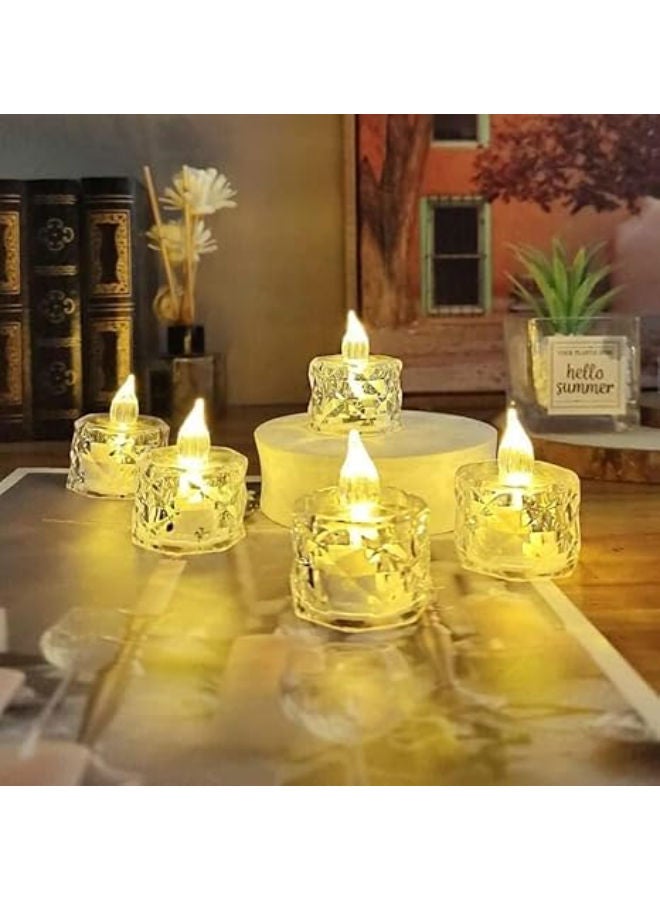 6 pieces - Electric Flameless & Smokeless LED Diya Lights, Crystal Candle - Image 3