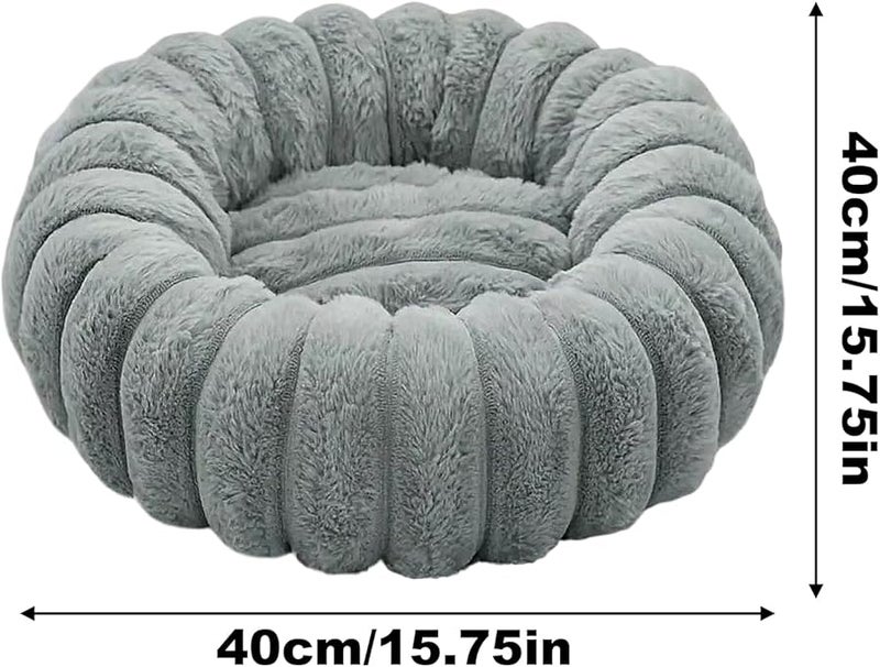Gray Round Dog Bed Washable Plush Cushion Cozy Pet Pad Indoor 15 75x15 75x5 91 Inches - Image 3