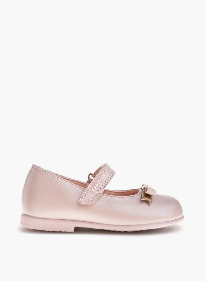 بابلوسكي Girls' Bow Accent Mary Jane Shoes with Hook and Loop Closure