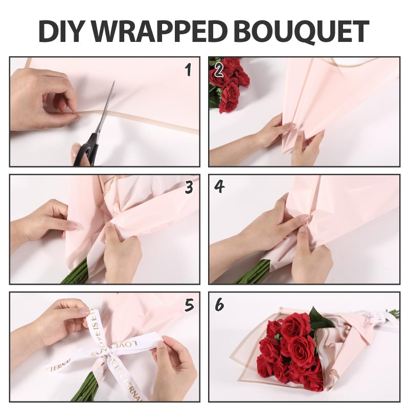 NESCCI 20 Sheet Flower Wrapping Paper - Waterproof Floral Bouquet Wrapping Paper, Florist Supplies Packaging Paper for Wedding Birthday Gift DIY (Pink) - Image 5