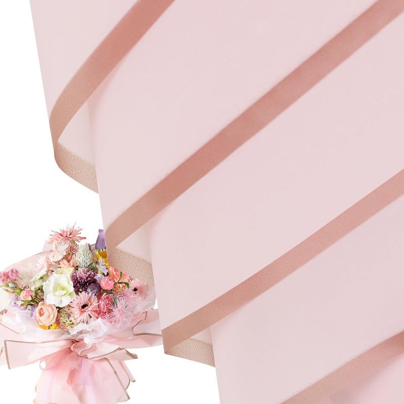 NESCCI 20 Sheet Flower Wrapping Paper - Waterproof Floral Bouquet Wrapping Paper, Florist Supplies Packaging Paper for Wedding Birthday Gift DIY (Pink) - Image 1