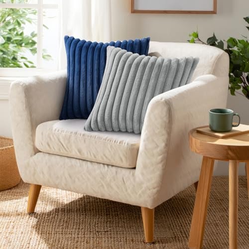Pallene Faux Fur Plush Throw Pillow Covers 18x18 Set of 2, Luxury Soft Fluffy Striped Decorative Pillow Covers for Sofa, Couch, Living Room, Grey - Image 4