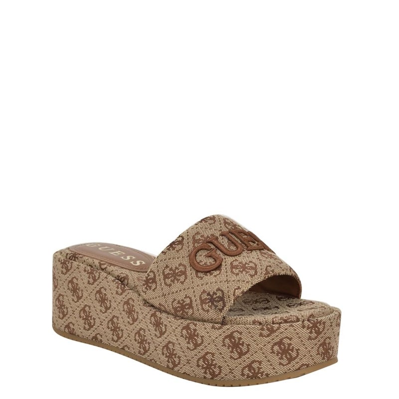 Guess Women's BINTAI Sandal, Medium Brown Logo 210, 9 - Image 1