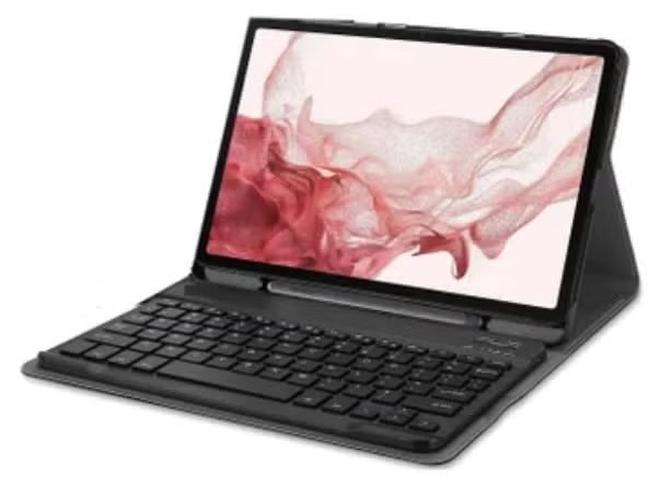 SHOPI Samsung Galaxy Tab S7 Fe (T730) English Arabic Smart Wireless Bluetooth Keyboard Case Cover With Pen Slot Black