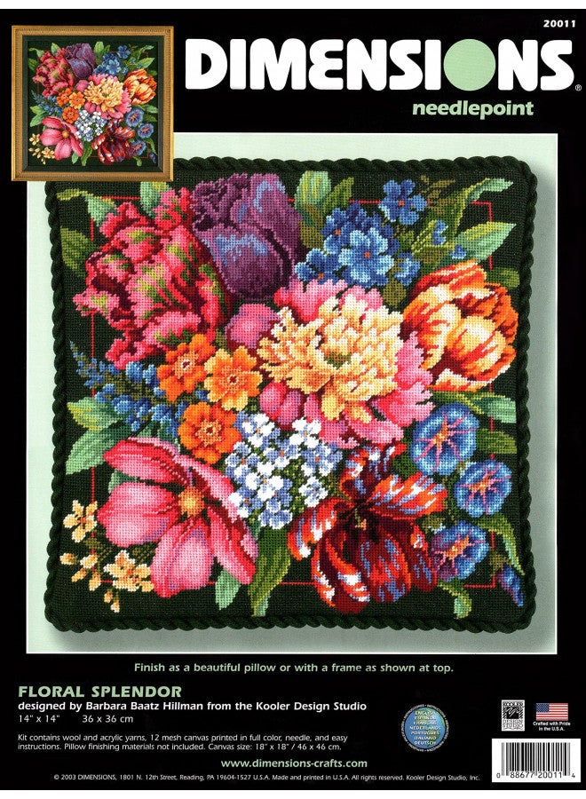 Dimensions Needlepoint Kit, Floral Splendor, 14'' x 14'',Red - Image 2