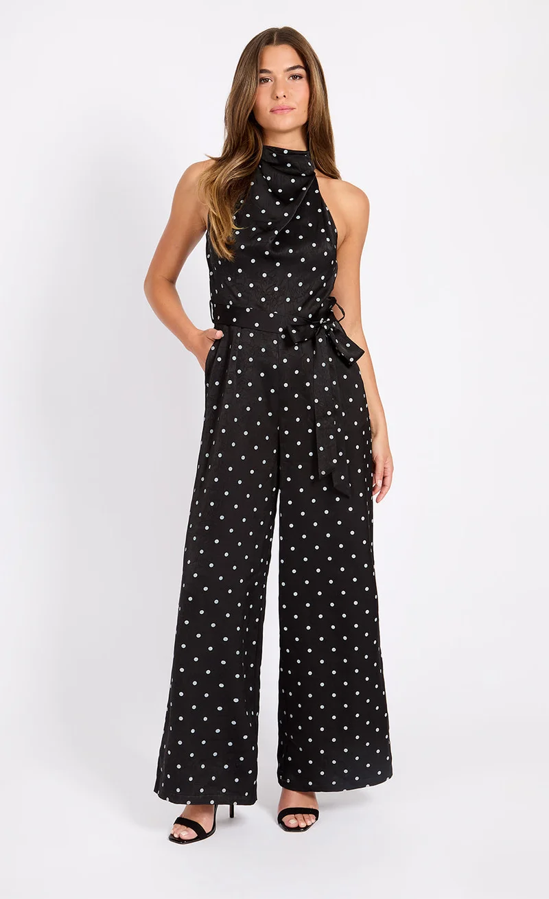 Polka Dot Satin Jumpsuit