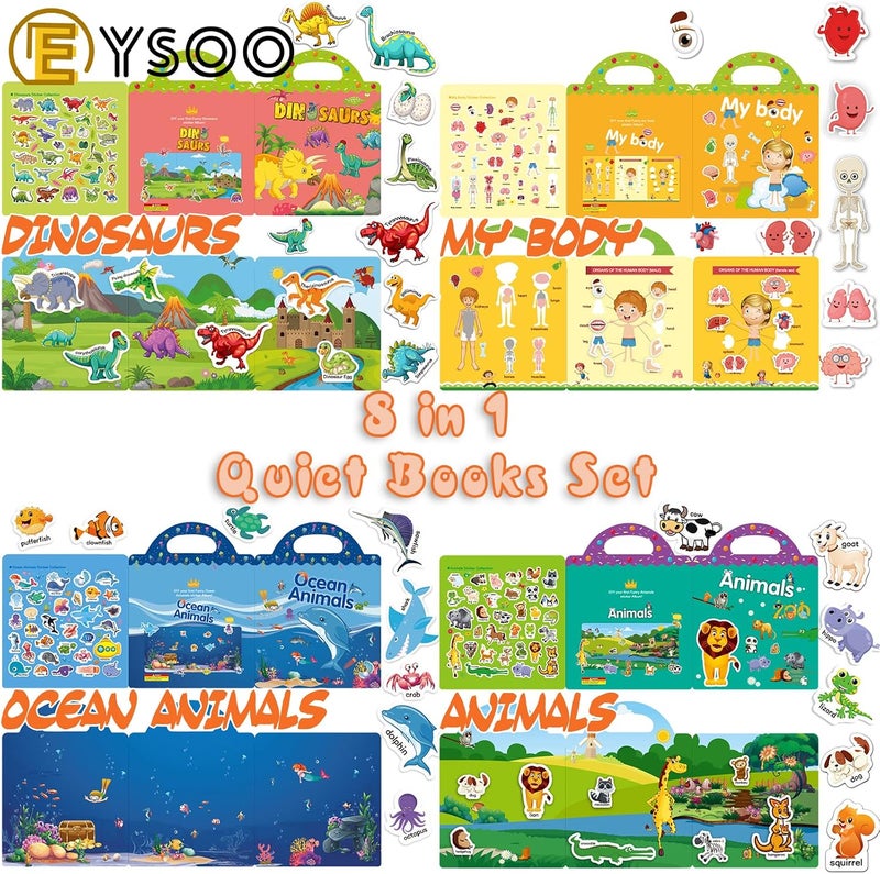 EYSOO Stickers Book 8 Pack Reusable Stickers for Kids Quiet Books Preschool Kids Sticker (C) - Image 3