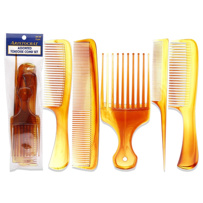 Aristocrat Assorted Tortoise Comb Set Comb Unisex 5 Pc - Image 2