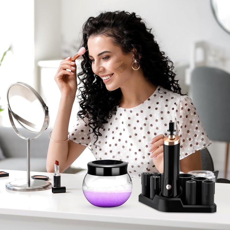 DOTSOG Pro 2019 Upgraded Electric Makeup Brush Cleaner and Dryer,DOTSOG Automatic Brush Spinner for all brushes,Wash and Dry in Seconds,with 8 Size Rubber Collars - Image 4