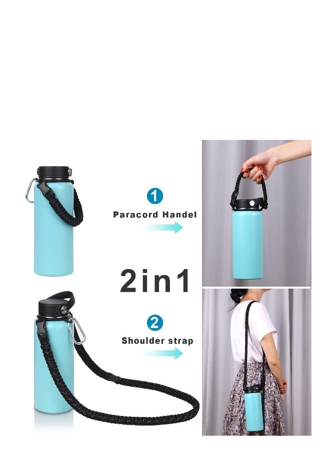 Generic Paracord Handle Shoulder Strap Compatible with Hydro Flask Wide Mouth Water Bottles 12oz To 64oz(Not for The New Hydro Flask 2.0) Bottle Strap For Walking Hiking Camping（Black）  - Image 3
