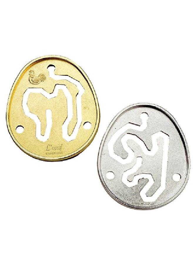 Bepuzzled Hanayama Cast Metal Brain Teaser Puzzle (Level 4) Golden Color - Image 3