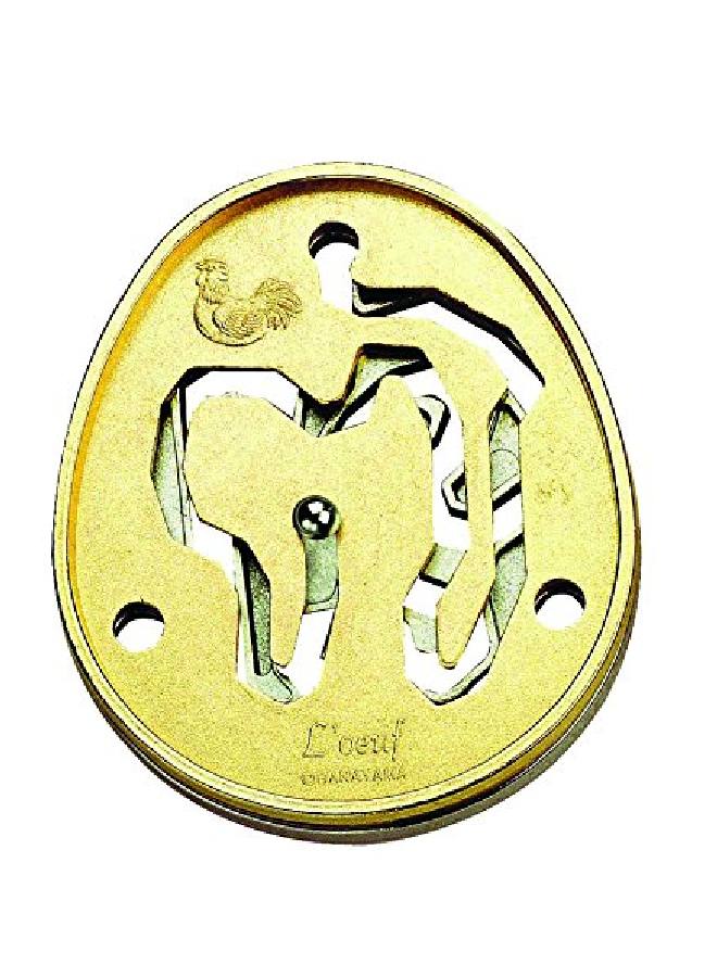 Bepuzzled Hanayama Cast Metal Brain Teaser Puzzle (Level 4) Golden Color - Image 1