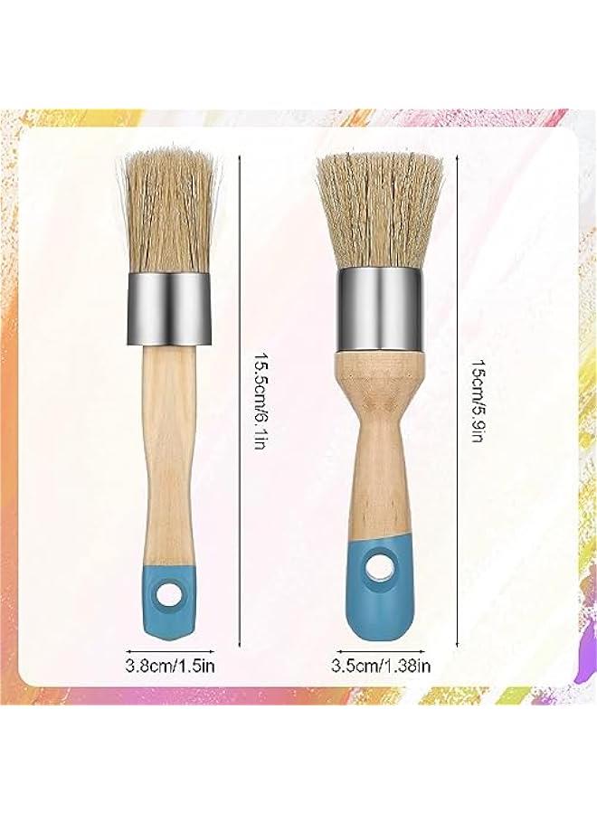 MOXO Chalk t Brush Set Furniture Reusable Round and Flat Tool for Folk Art Decor Wood Projects Stencils - Image 2