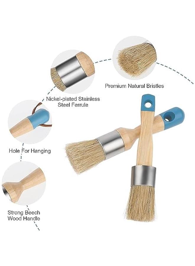 MOXO Chalk t Brush Set Furniture Reusable Round and Flat Tool for Folk Art Decor Wood Projects Stencils - Image 3