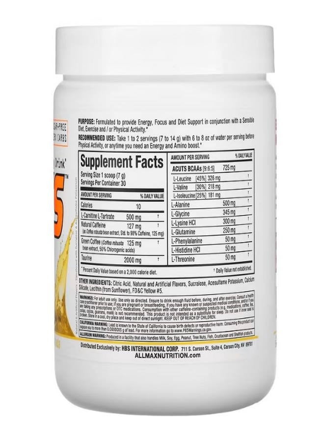 Allmax Amino Charged Energy Drink Pina Colada 7.4 oz 210 g - Image 2