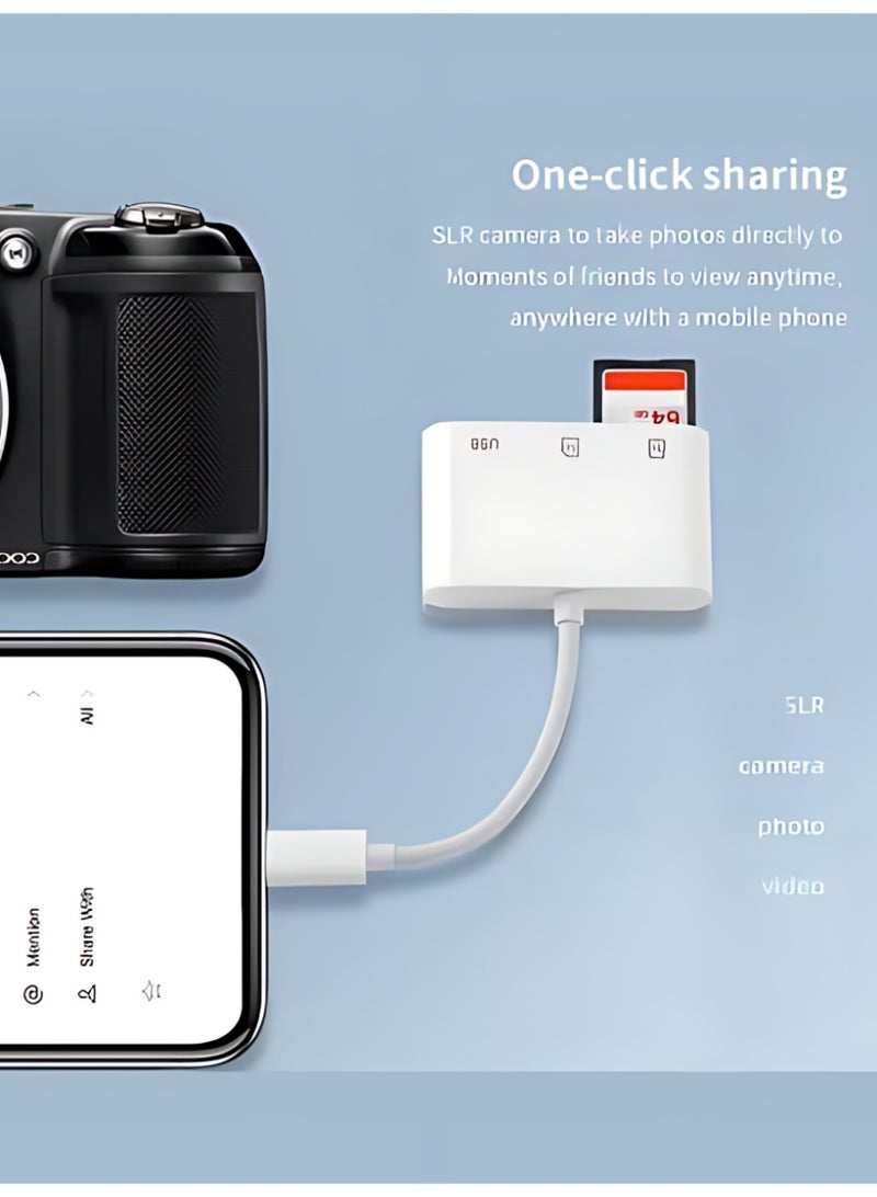 قارئ بطاقات USB-C ثلاثي الوظائف، محول من Type-C إلى USB-C مع قارئ بطاقات، دعم القراءة والكتابة المزدوجة لبطاقات TF - Image 3