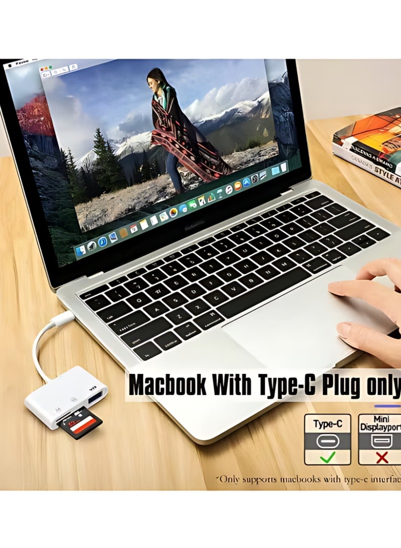 قارئ بطاقات USB-C ثلاثي الوظائف، محول من Type-C إلى USB-C مع قارئ بطاقات، دعم القراءة والكتابة المزدوجة لبطاقات TF - Image 4