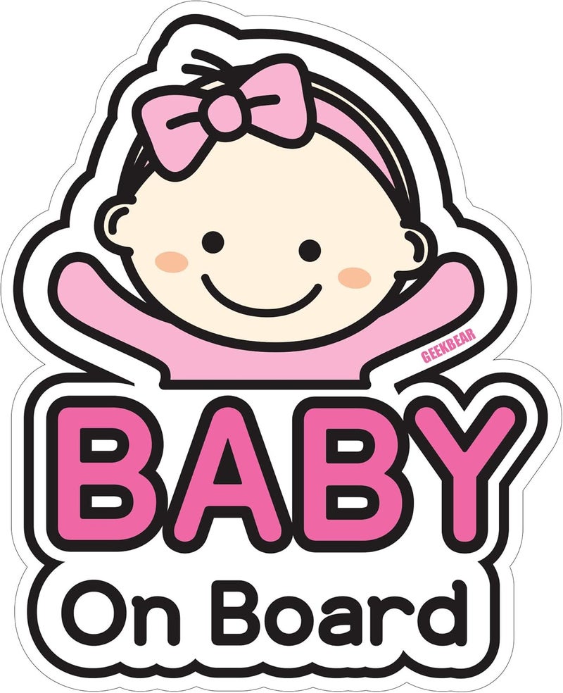 GEEKBEAR ملصق لطفل على متن السيارة - تصميم شخصية، عاكس، مقاوم للطقس (02. فتاة أساسية) - Image 1