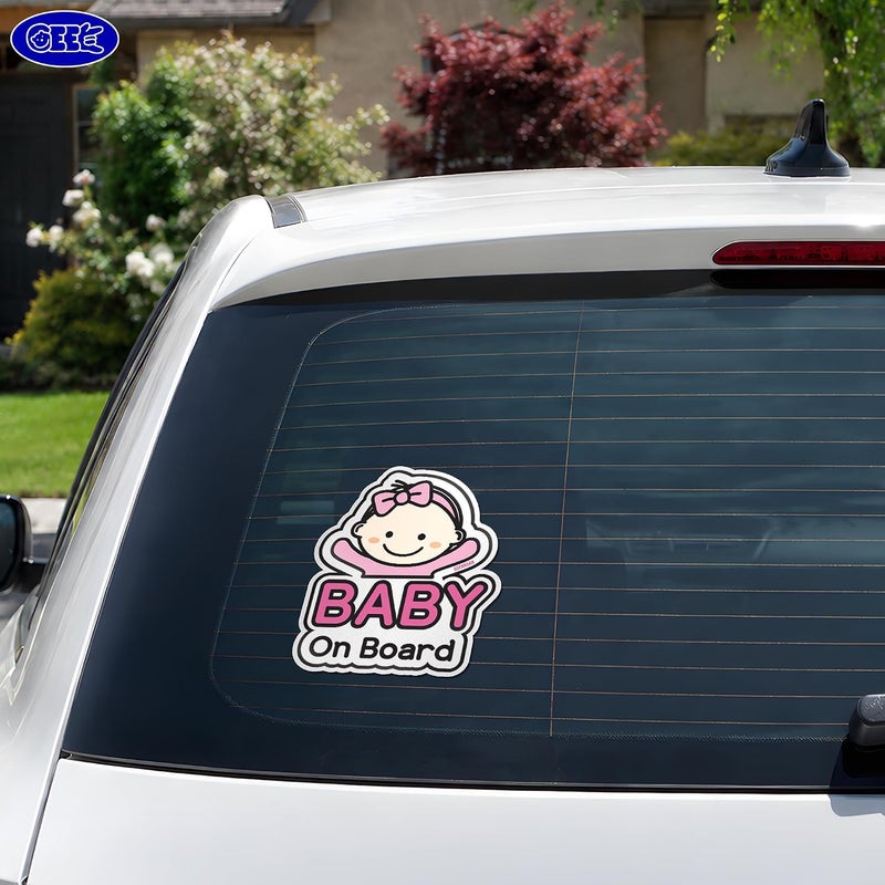 GEEKBEAR ملصق لطفل على متن السيارة - تصميم شخصية، عاكس، مقاوم للطقس (02. فتاة أساسية) - Image 3