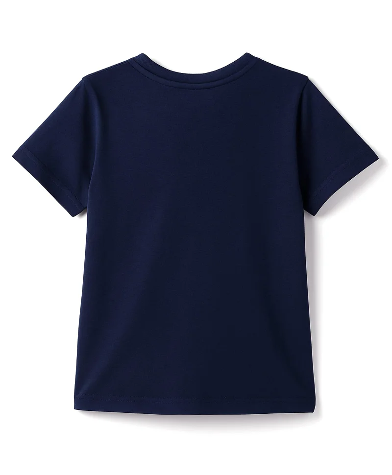 Pine Kids Pine Kids Cotton Knit Half Sleeves T-Shirt With Brand Logo Print - Navy Blue