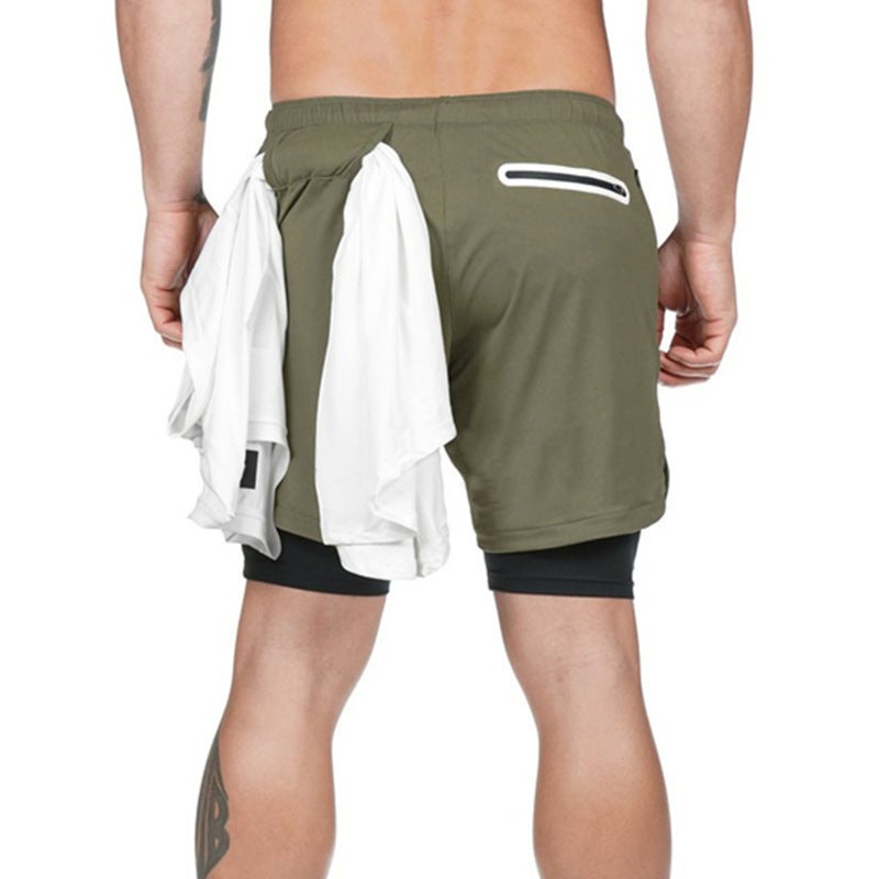 2024 Hot Selling Cross-Border Fitness Muscle Mens Sports Shorts Double Layer Running Training Sports Outdoor Casual Pants Dk-09 black  - Image 4