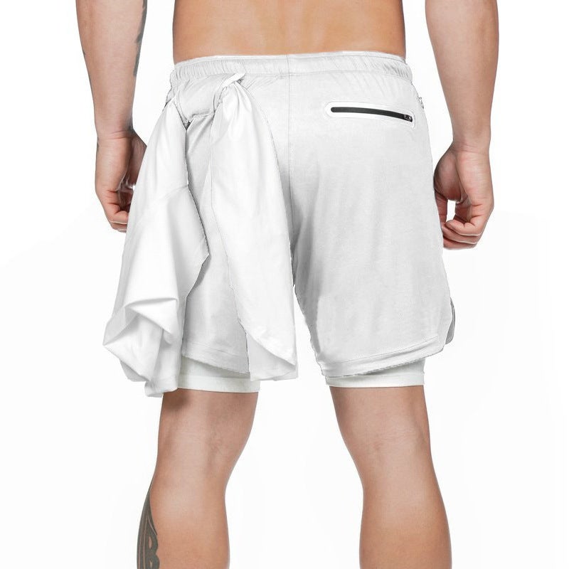 2024 Hot Selling Cross-Border Fitness Muscle Mens Sports Shorts Double Layer Running Training Sports Outdoor Casual Pants Dk-09 black  - Image 2