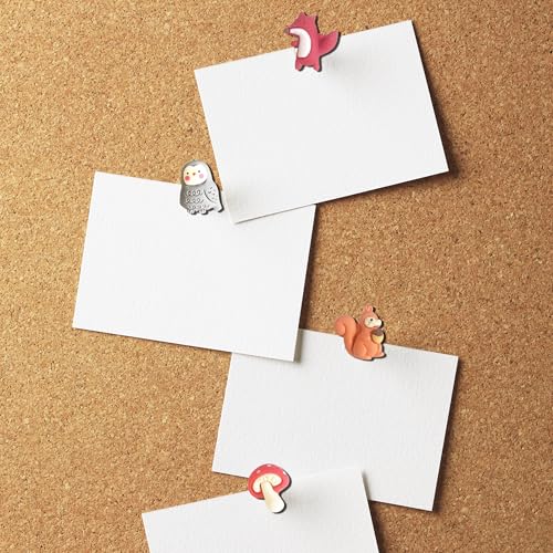 Supfoxer Animal Push Pins (Squirrel,Fox,Hedgehog,Rabbit,Bear,Owl,Mushroom) - Cute Resin Thumb Tacks for Bulletin Board, Cork Board, Office, School - 7 Styles Mixed Pack (30 PCS) - Image 3