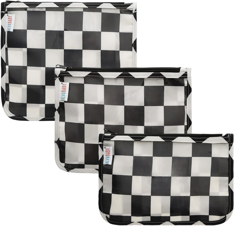 ALVA 3pcs Mess-Proof Travel Toilety Bag,Clear Cosmetic & Diaper Organizer with Front Pouch 3LT09 - Image 1