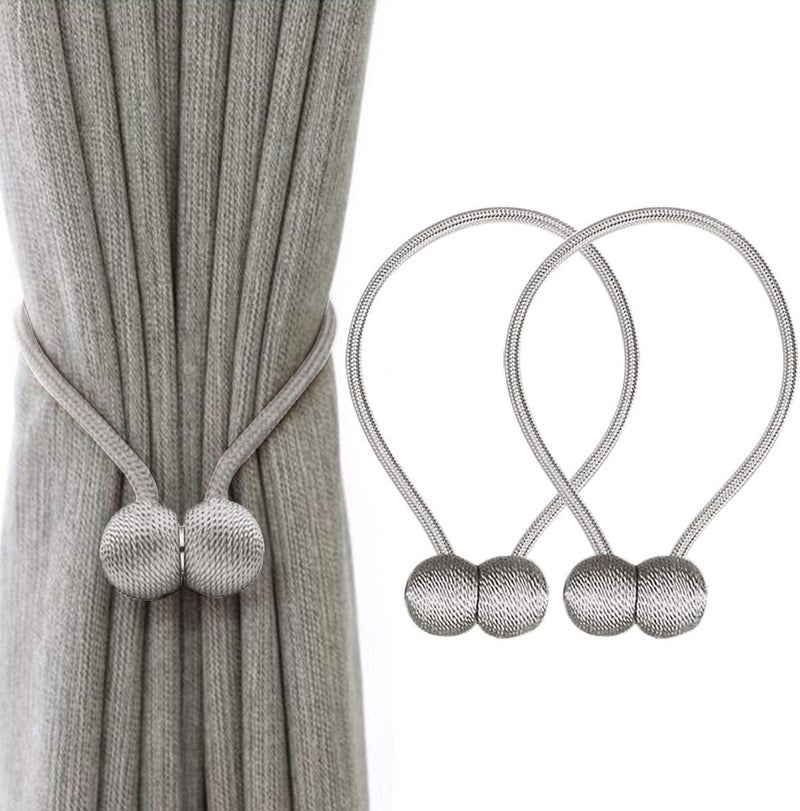 IHClink 2 Pieces Magnetic Curtain Tiebacks Curtain Clips Rope Holdbacks Curtain Weaving Holder Buckles For Home Office Decorative UK patent 6036254 (Grey) - Image 1