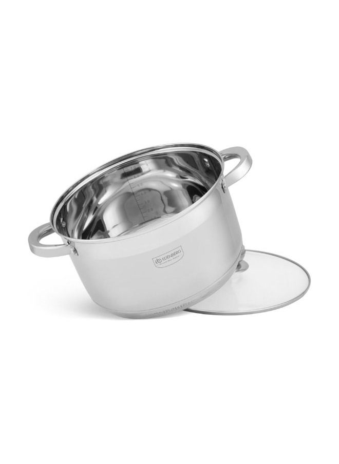 EDENBERG - EDENBERG 12 Pcs Cookware Set | High-Grade Stainless Steel Pots, Cooking Bowl, Kitchen Serving Bowl, Biryani Pot | Pot with Glass Lids- Silver - Image 1