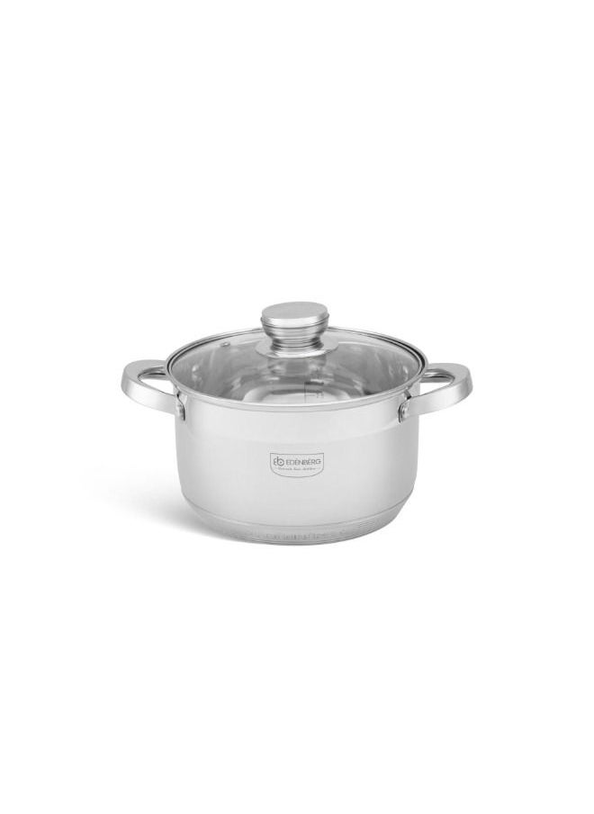EDENBERG - EDENBERG 12 Pcs Cookware Set | High-Grade Stainless Steel Pots, Cooking Bowl, Kitchen Serving Bowl, Biryani Pot | Pot with Glass Lids- Silver - Image 1