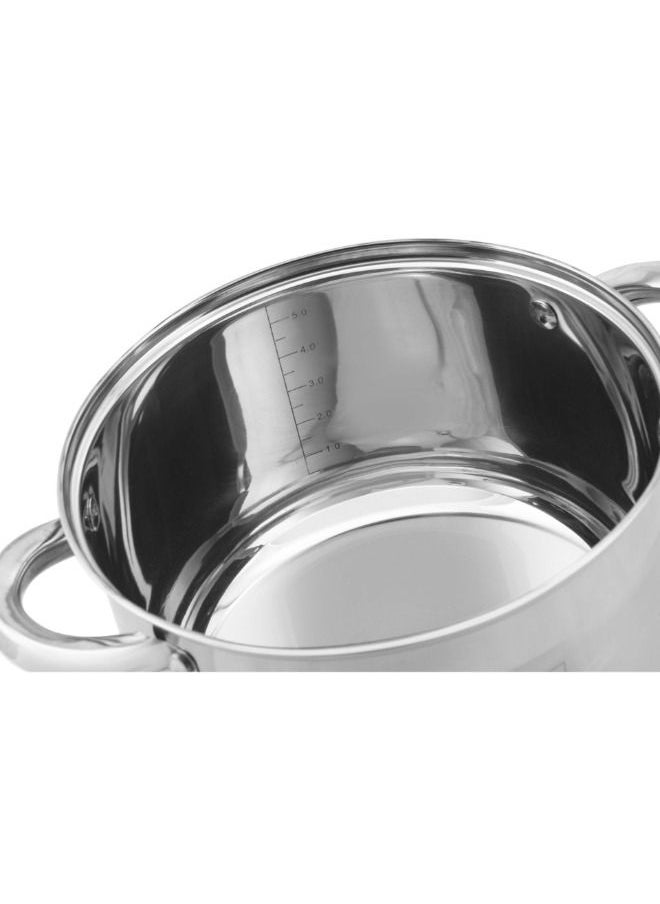 EDENBERG - EDENBERG 12 Pcs Cookware Set | High-Grade Stainless Steel Pots, Cooking Bowl, Kitchen Serving Bowl, Biryani Pot | Pot with Glass Lids- Silver - Image 1
