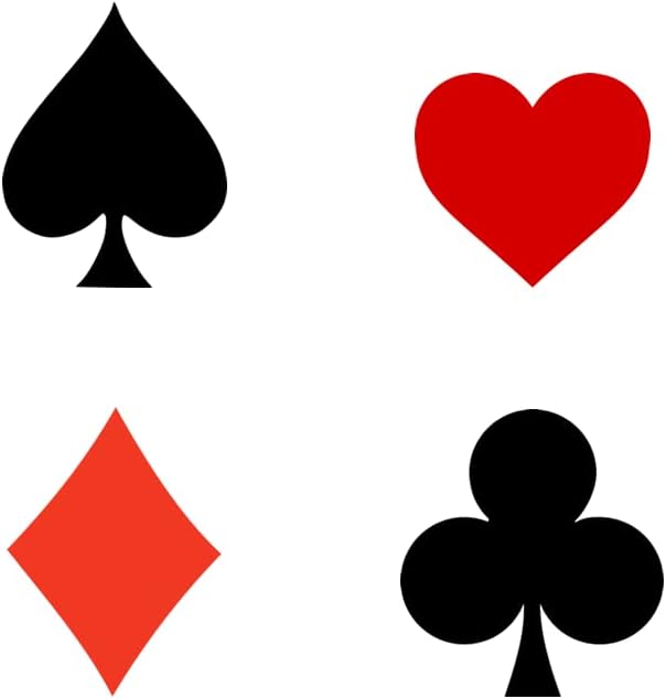 Set of 4 Playing card suits TEMPORARY TATTOO Waterproof Spades heart diamond clubs