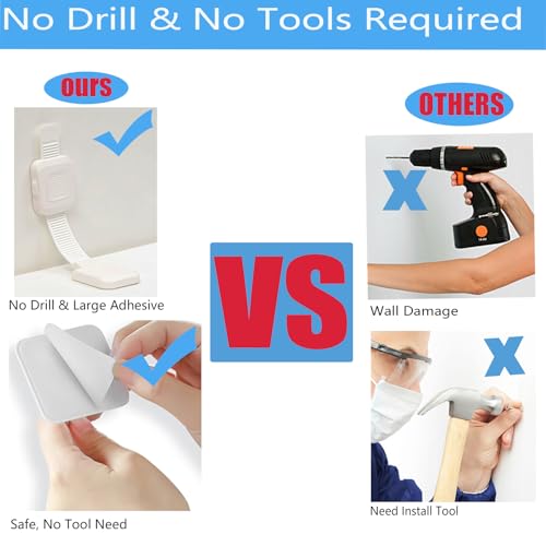 YEYA Upgraded No Drill Furniture Anchors for Baby Proofing, Anti-Tip Adjustable Straps, 4 Pack - Image 3