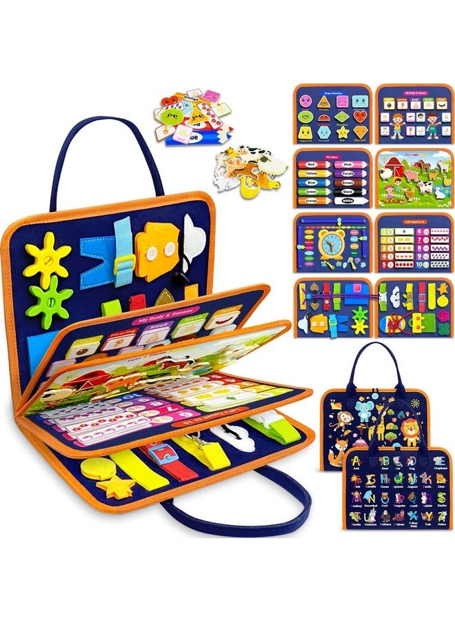 KolorFish Busy Board Montessori for 1 2 3 4 Year Old Boy & Girl Birthday Gifts, Sensory Educational Travel Toys, Toddler Activities for Learning Fine Motor Skills (Jungle Blue) - Image 1