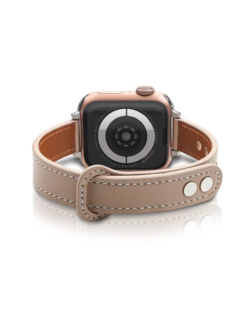 The new strap is suitable for 49mm, 45mm, 44mm, and 42mm Apple Watch genuine leather (apricot) strap