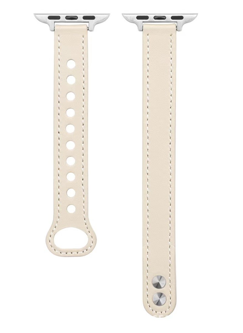 Generic - The new strap is suitable for 49mm, 45mm, 44mm, and 42mm Apple Watch genuine leather (apricot) strap - Image 1