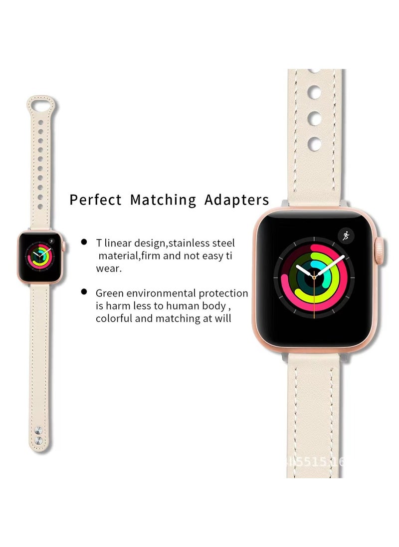 Generic - The new strap is suitable for 49mm, 45mm, 44mm, and 42mm Apple Watch genuine leather (apricot) strap - Image 1
