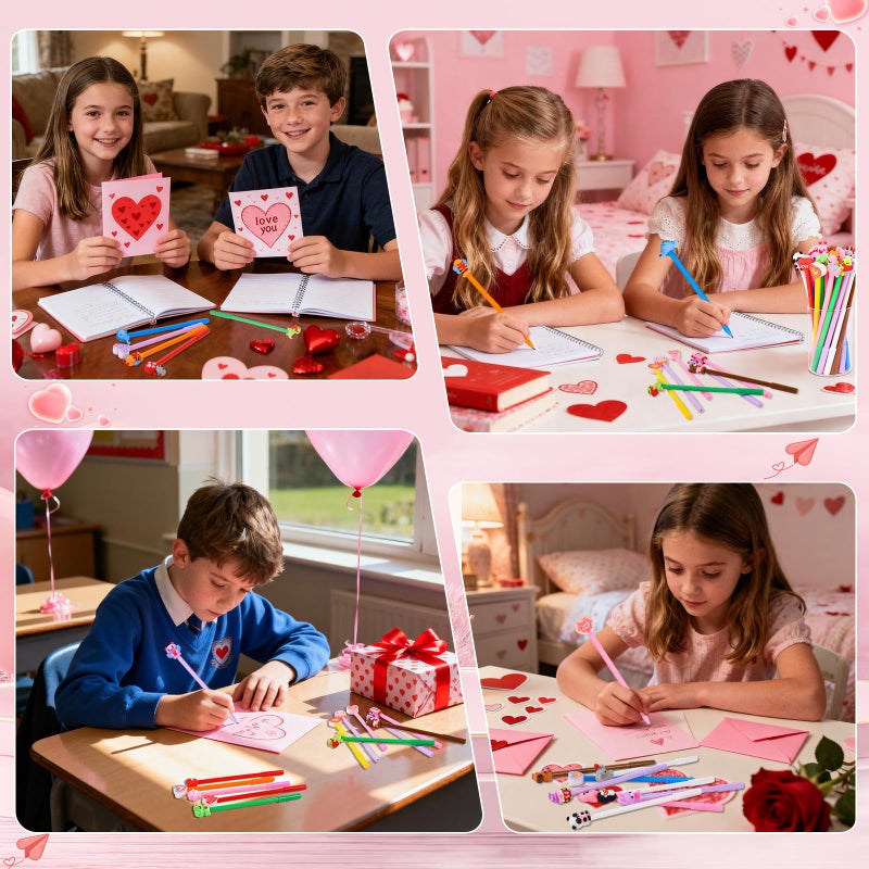 LiYiQ 50 Pcs Valentine's Day Animal Gel Ink Pen Fun Pens Kawaii Heart Capybara Frog Panda Shape Black Pen, Cute Pens for Office Home Student Present - Image 5