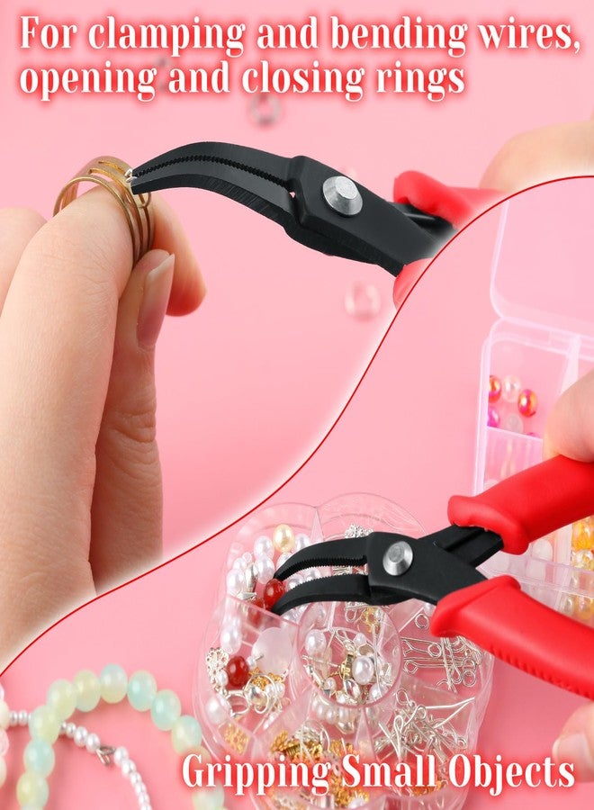 GOLD DEER 5.5 Inches Bent Nose Pliers With Serrated Jaw Bent Long Nose Pliers Mini Curved Nose Pliers Precision Pliers Jewelry Making Tool Functional Micro Professional Tool For Gripping Bending Wires - Image 4